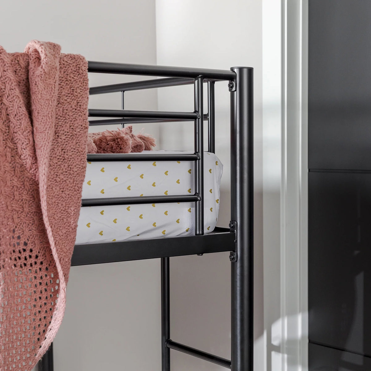 Black Twin Metal Loft Bed E439665