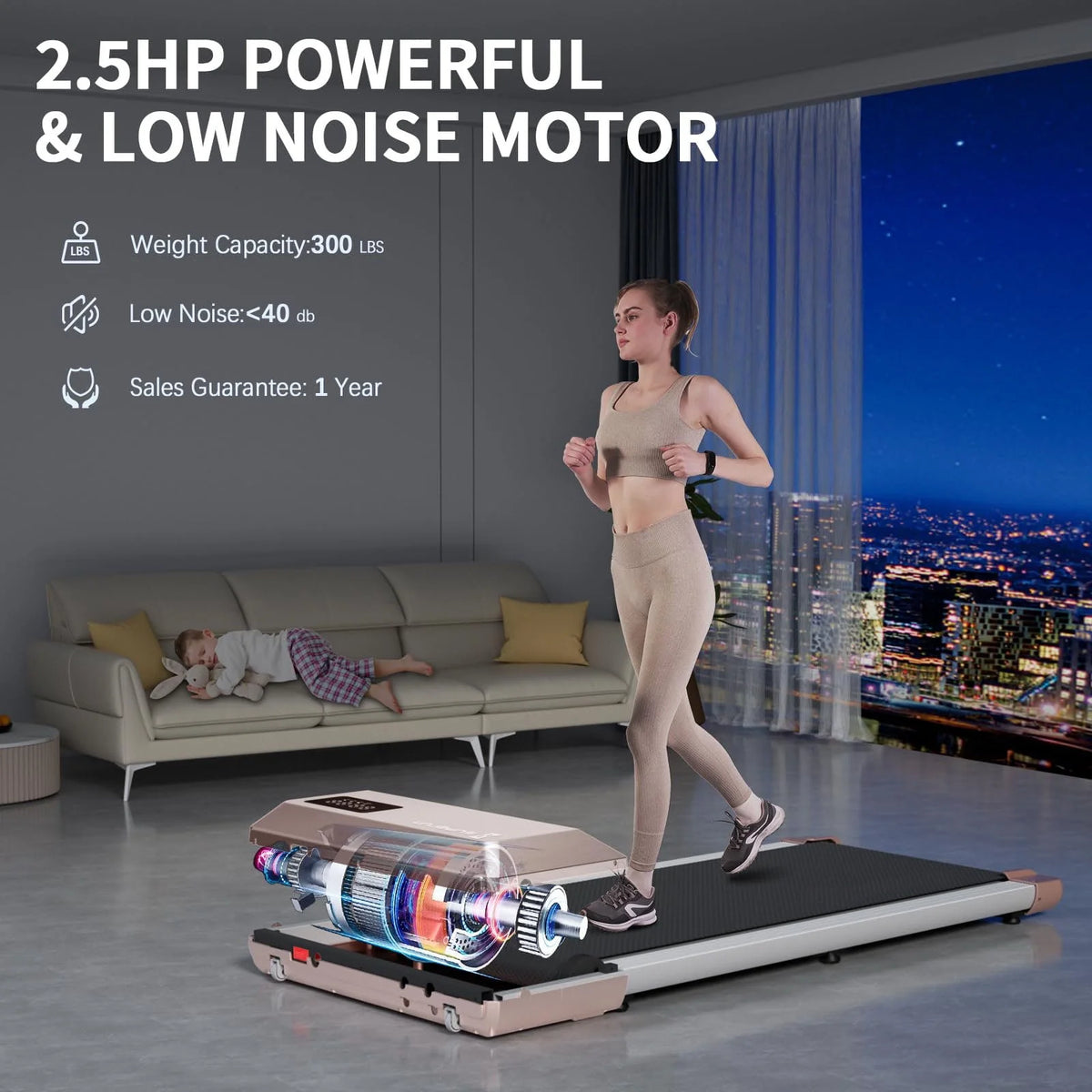 2.5Hp Ultra-Quiet Walking Pad Treadmill with Remote Control X60881
