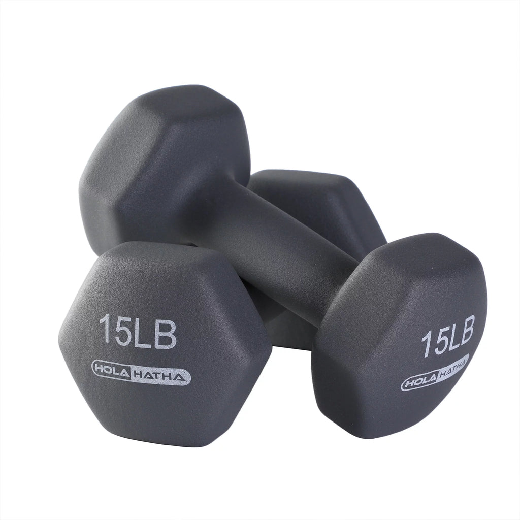 5, 10, and 15 lb Neoprene Dumbbell Set & Rack L1798