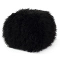 Black Faux Fur Square Ottoman S913599
