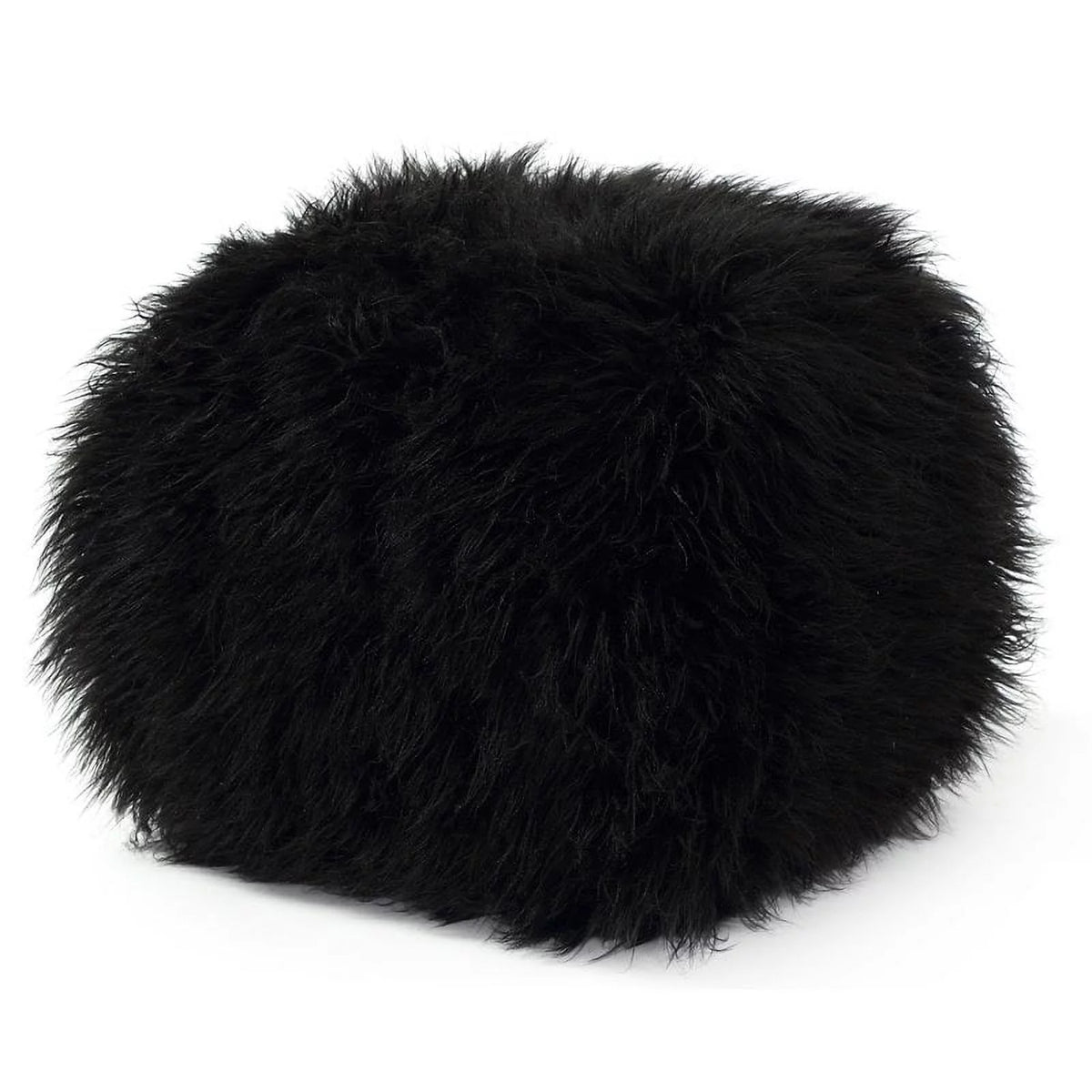 Black Faux Fur Square Ottoman S913599