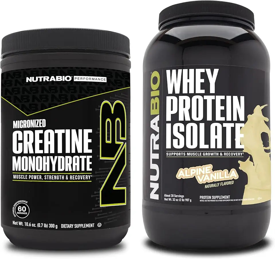 Unflavored Creatine Monohydrate and Alpine Vanilla Whey Protein Isolate F917722