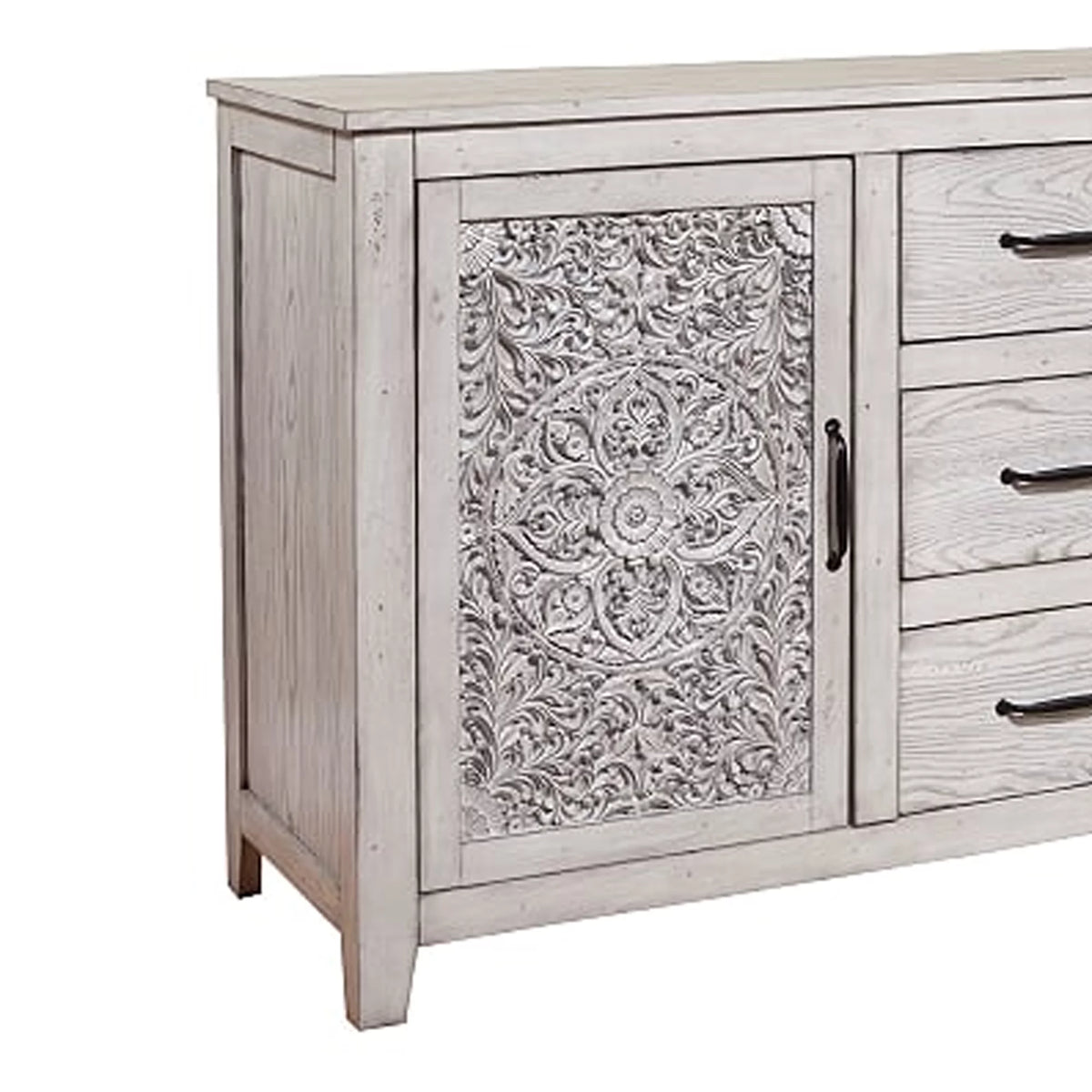 Wooden Dresser with 2 Cabinets and 3 Drawers Y1311
