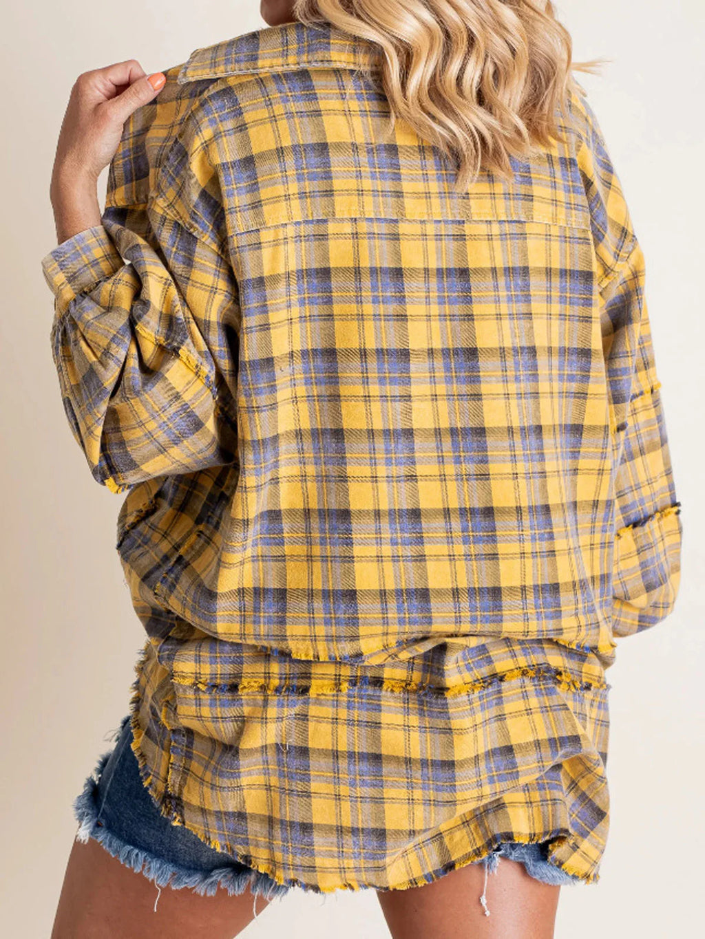Washed Oversized Shirt Jacket with Pockets S44359