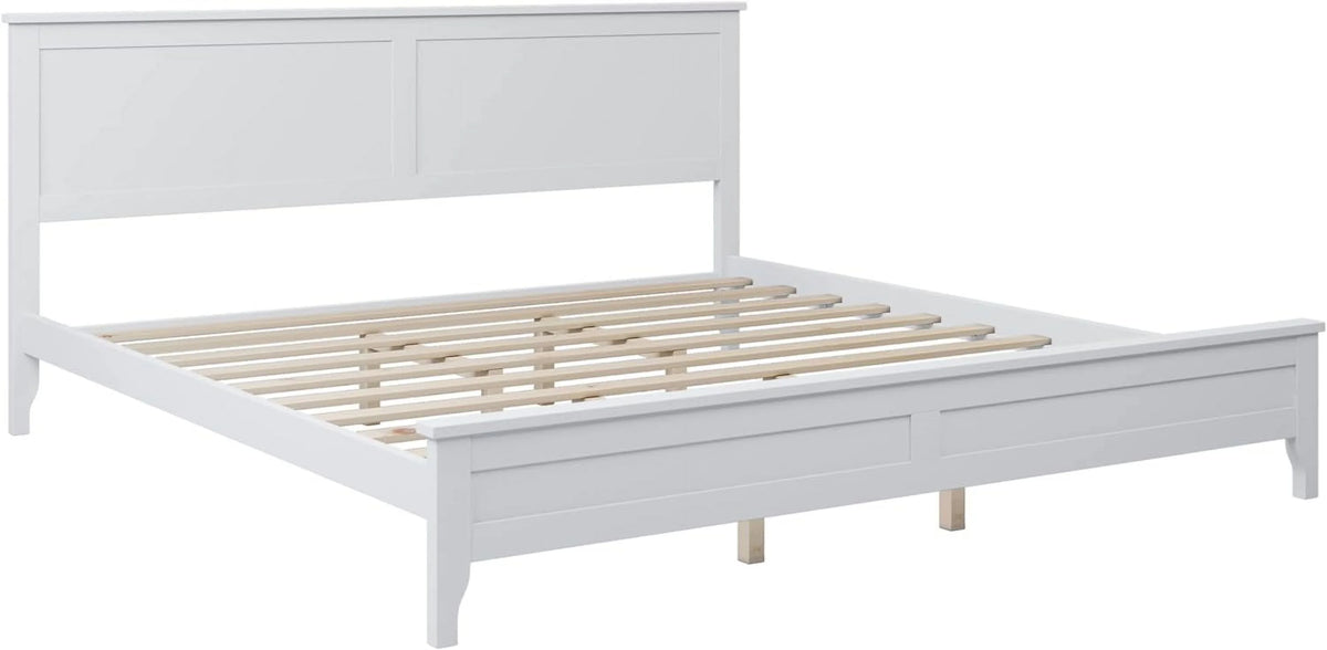 White King Size Solid Wood Platform Bed X989534