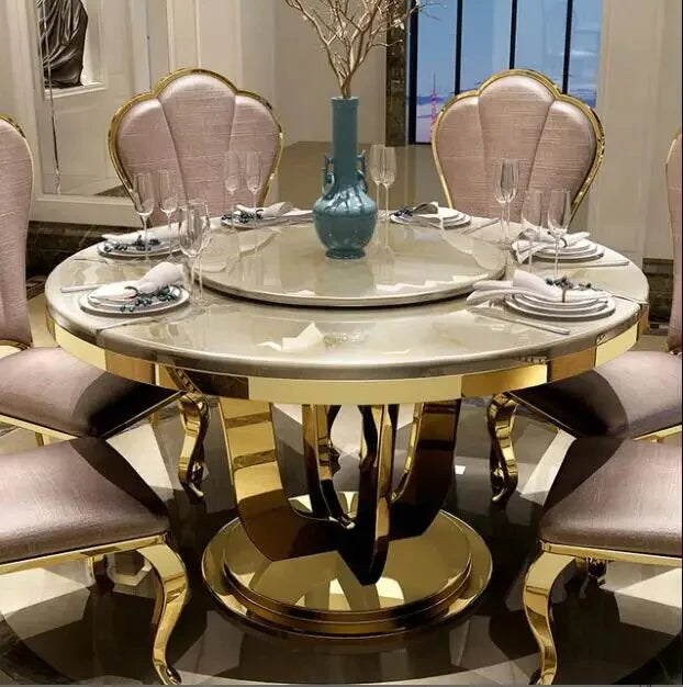 Round Marble Top Dining Table and Chair Set N50558