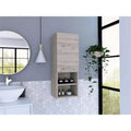 Light Gray Single Door Bathroom Cabinet with Two Open Shelves P156