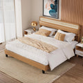 Full Size Upholstered Platform Bed Frame with Rattan Headboard L61507