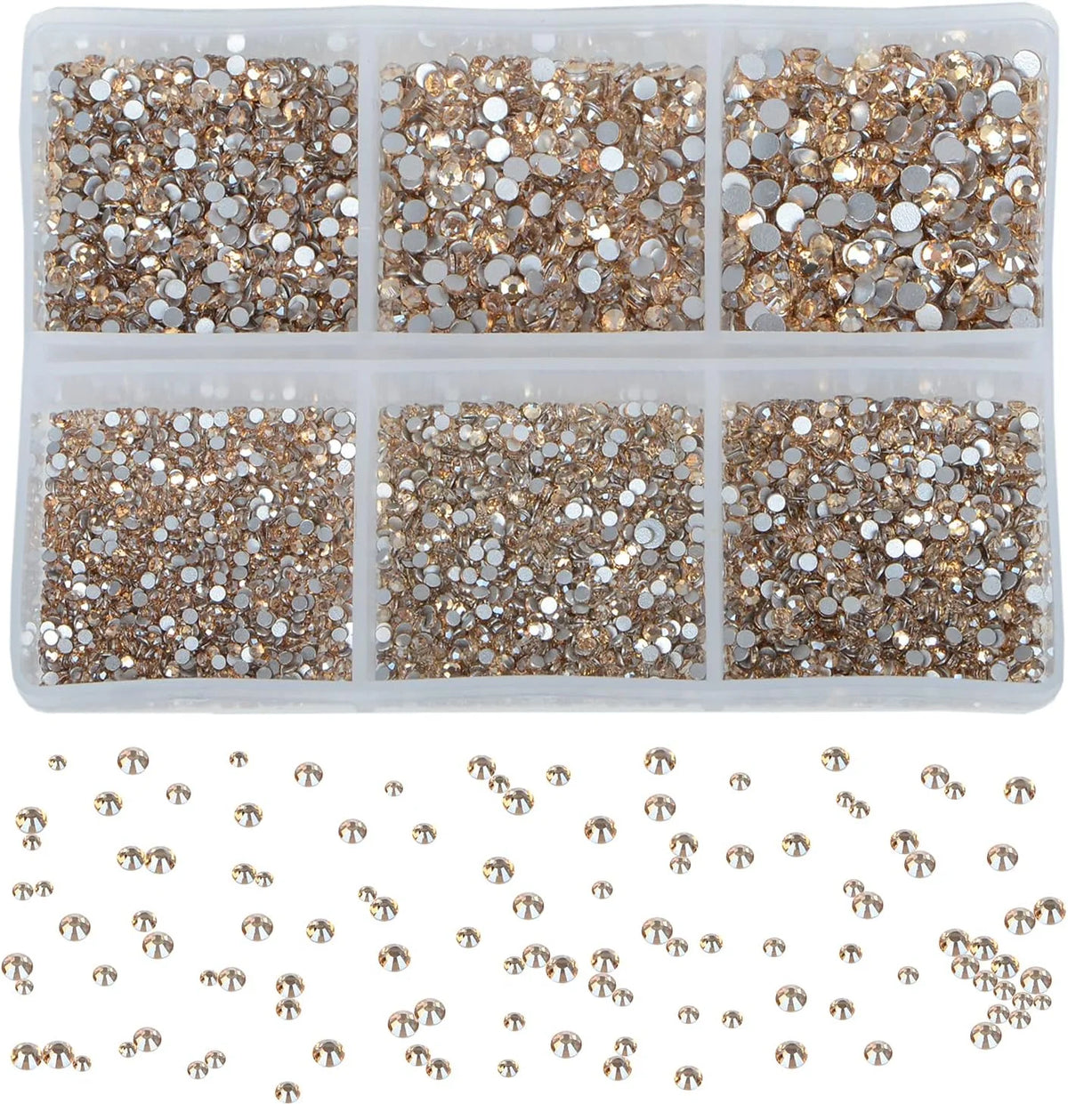 7200 Pieces 6 Mixed Sizes Round Crystal Rhinestones H883
