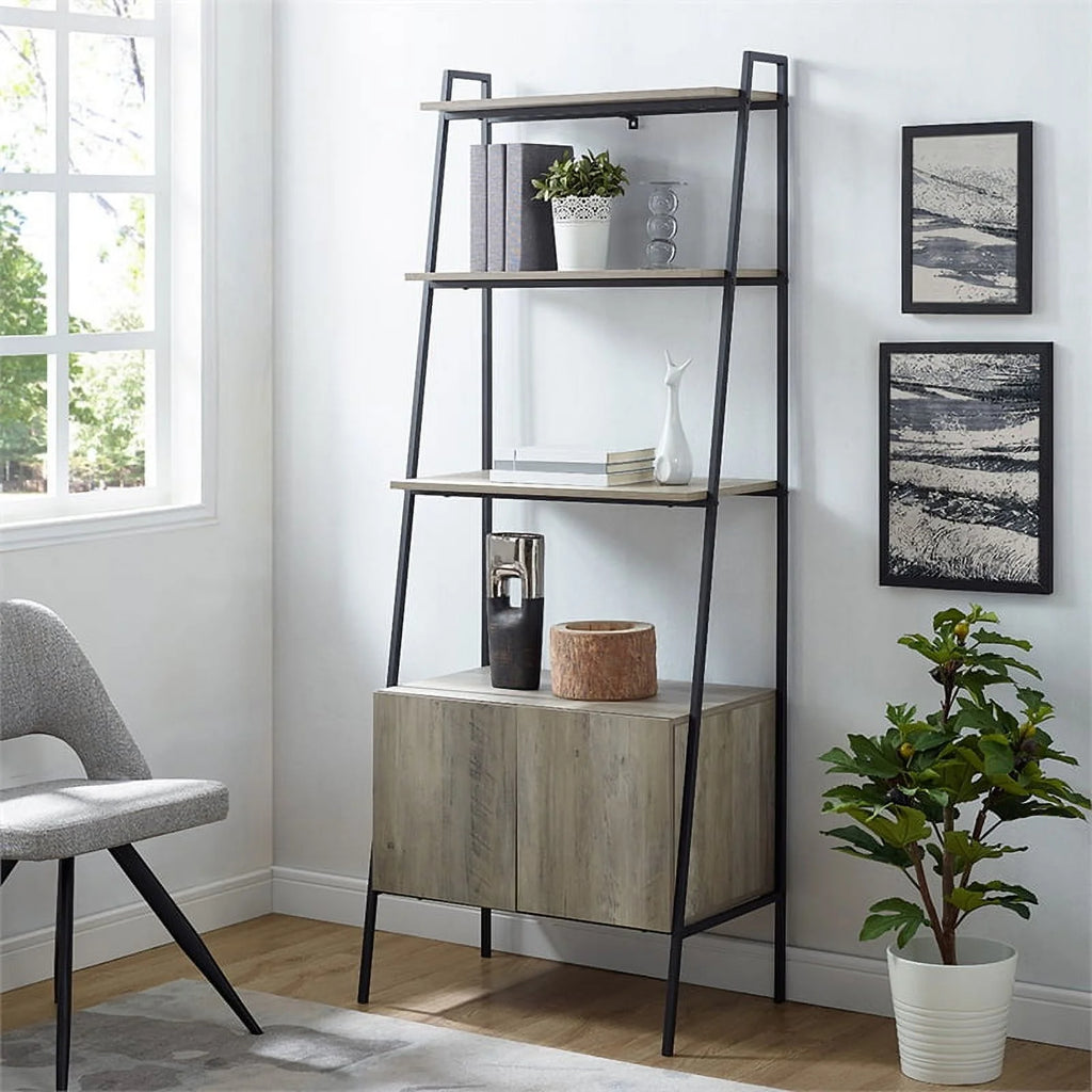 72" Ladder Storage Bookshelf in Gray Wash D519