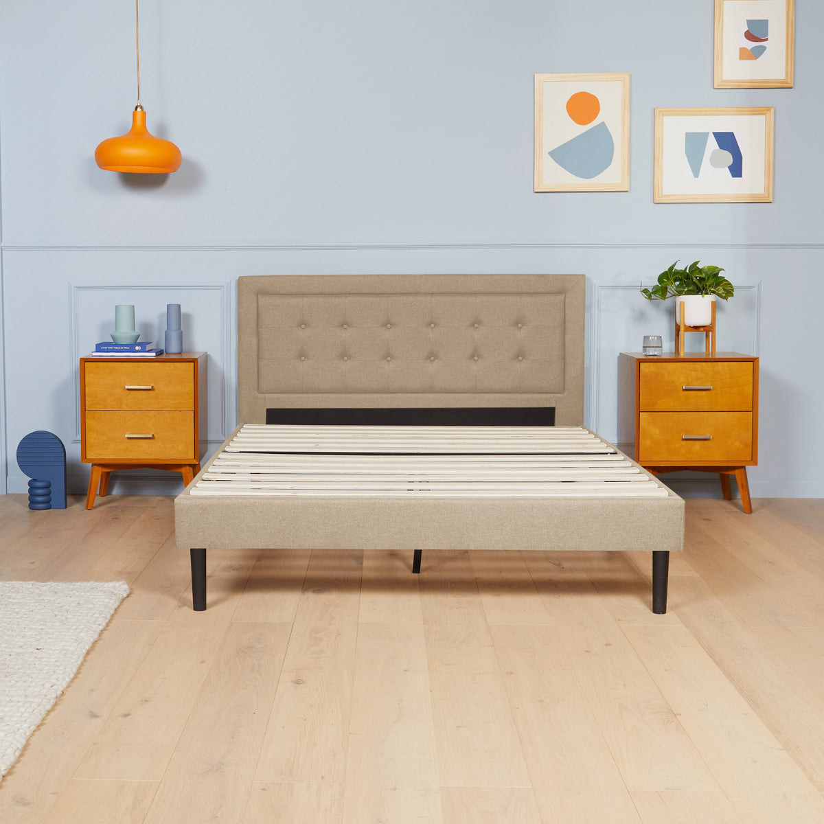 California King Size Button Tufted Bed Frame with Headboard L369