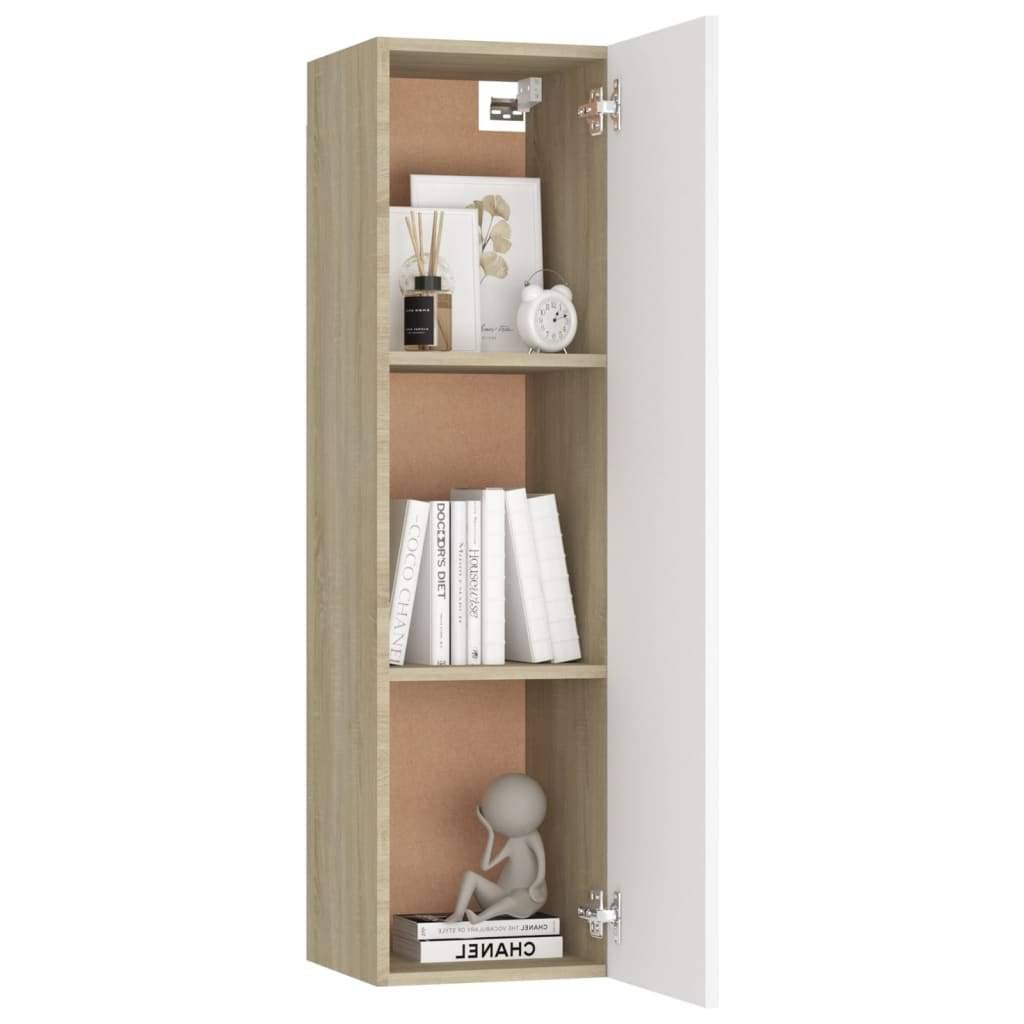 White and Sonoma Oak Chipboard TV Cabinet O701484