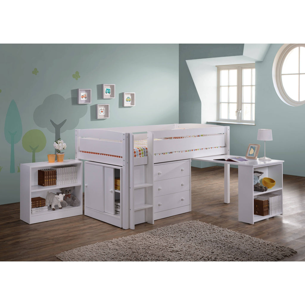White Wood Loft Bunk Bed M3598