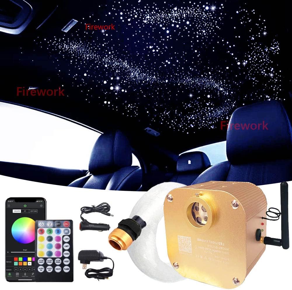 16W Twinkle Fiber Optic Star Ceiling Light Kit with APP Remote Music Mode RGBW LED 460pcs 9.8ft A40191