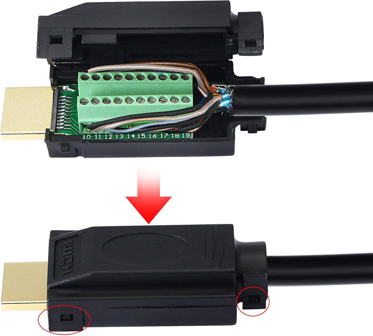 HDMI Solderless Adapter Gold Plated Connector with Plastic Cover Screwdriver O842707