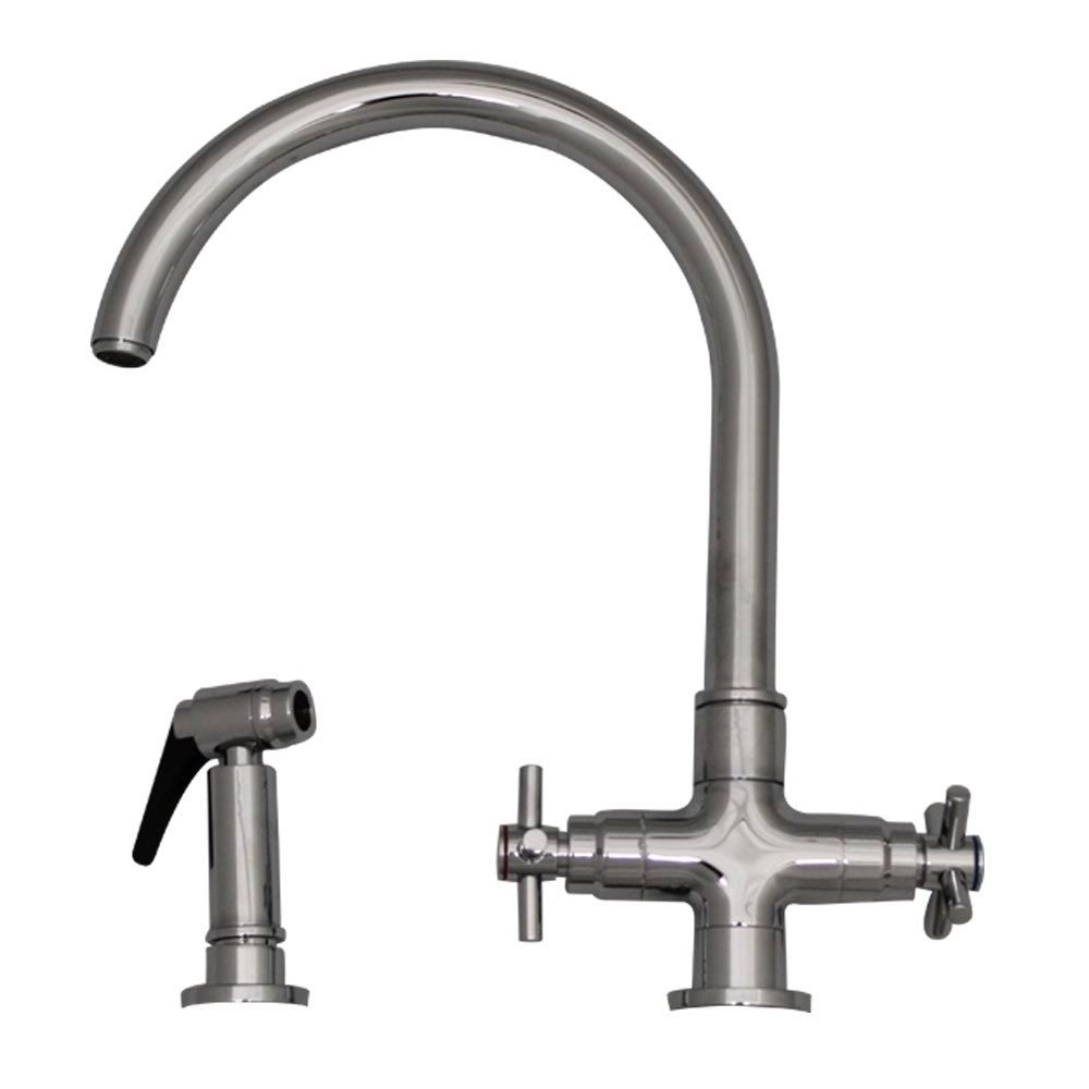 Dual Handle Faucet with Gooseneck Swivel Spout and Side Spray K96915