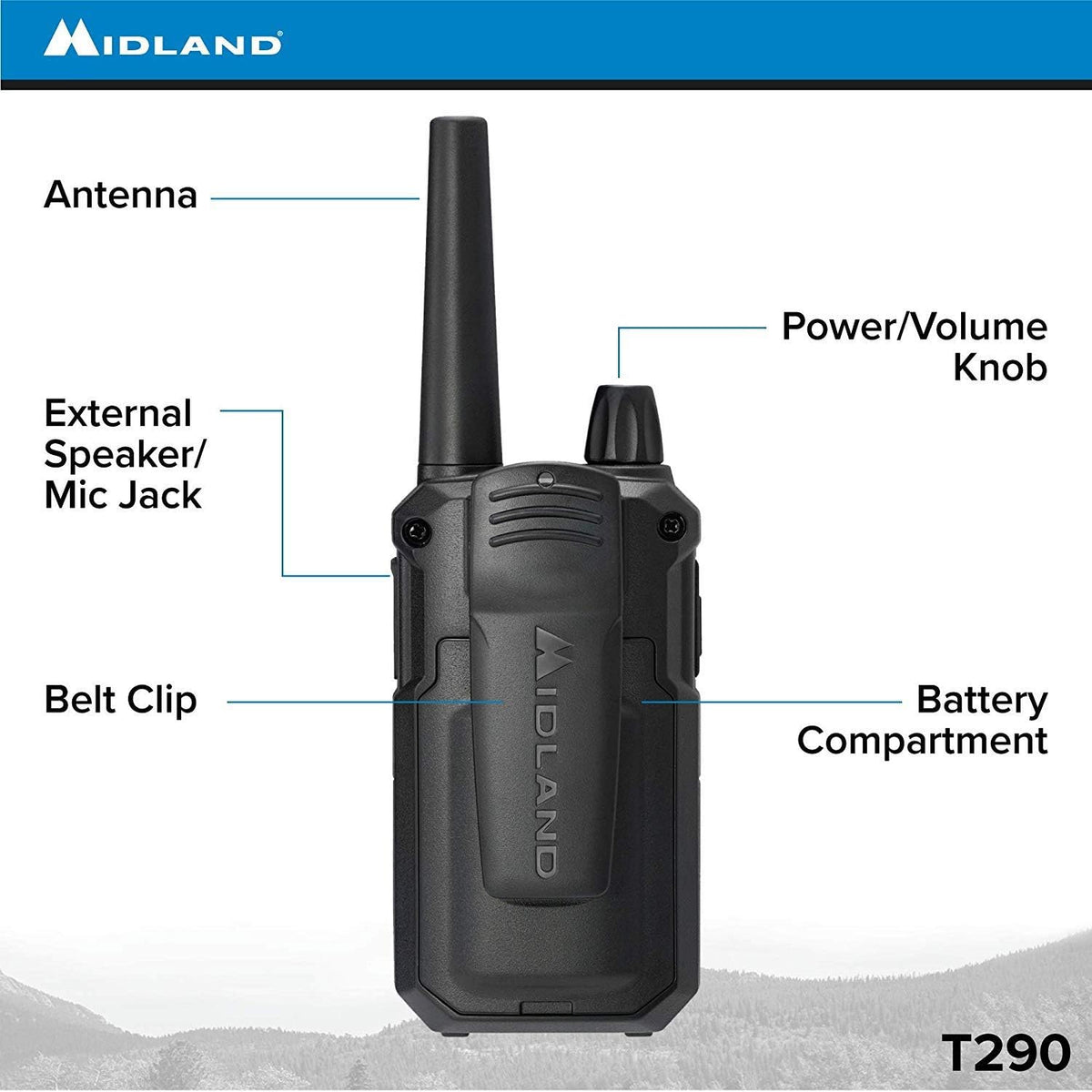 Black Silver Two Way Radio with NOAA Weather Scan and Alert T207353