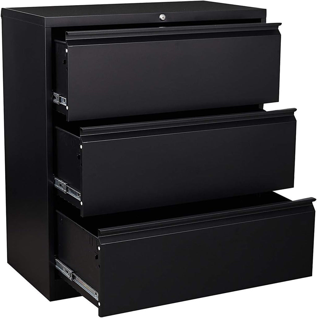 White 3 Drawer Metal Lateral File Cabinet with Lock M502