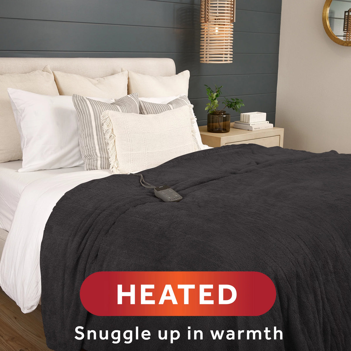 Queen Size Slate Gray Electric Heated Blanket L14106