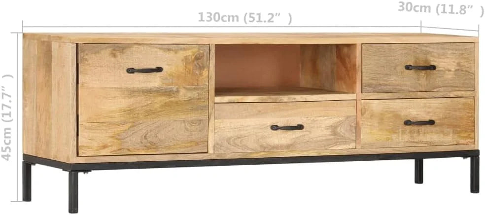 Solid Mango Wood TV Stand with Iron Tube Legs E922060