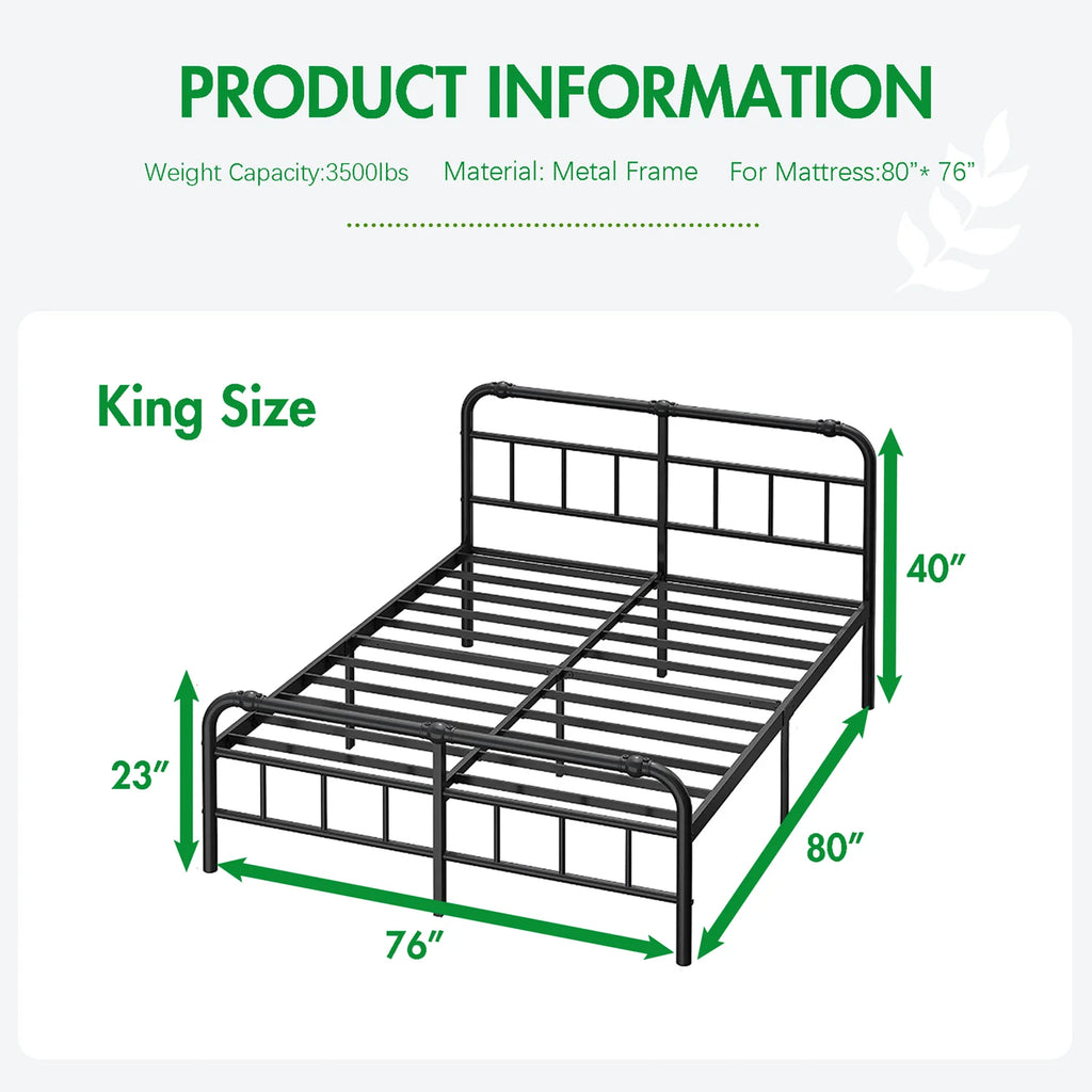 King Bed Frame with Headboard and Footboard G2799
