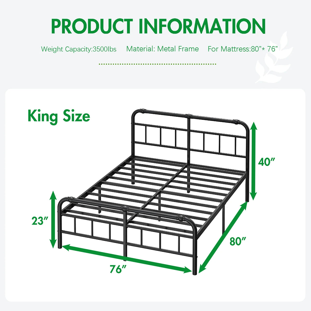 King Bed Frame with Headboard and Footboard G2799