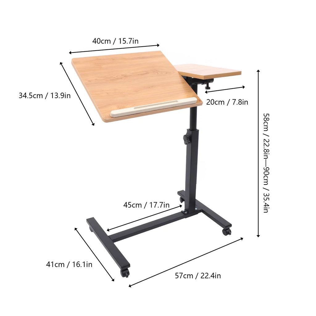 Rolling Laptop Desk Height Adjustable Tilt Tray W49787