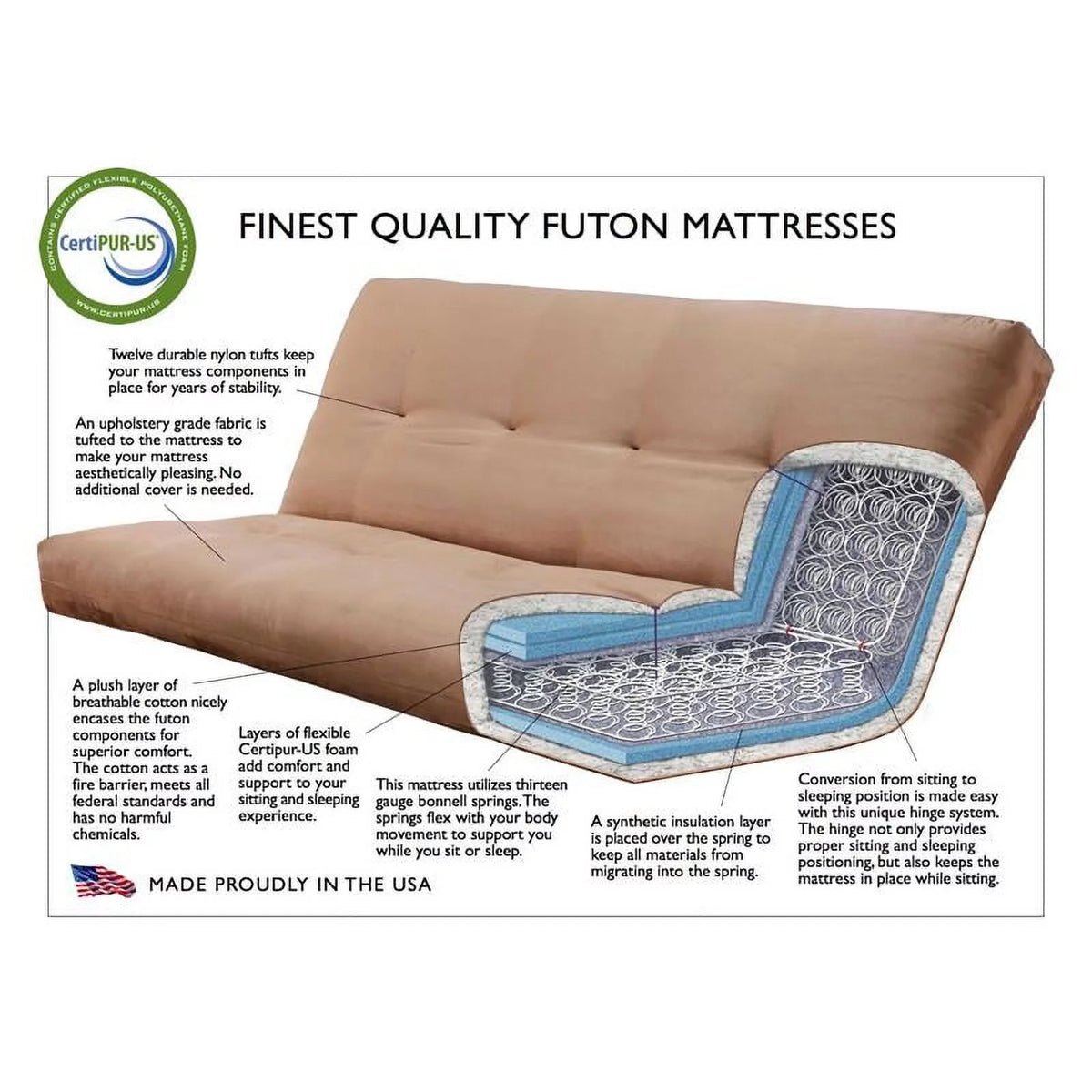 Queen Storage Futon with Brown Faux Leather Mattress L239887