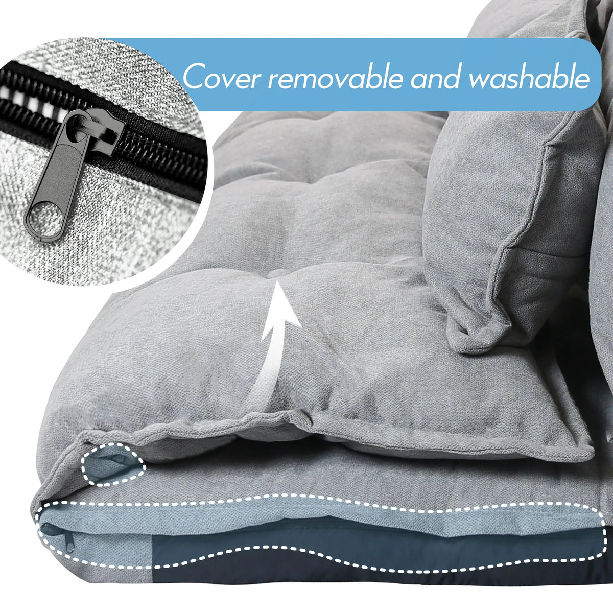 Adjustable Floor Sofa Bed with 2 Pillows Deep Grey T167