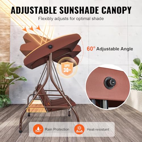 3-Seat Converting Canopy Patio Swing Chair with Cushion Z589774