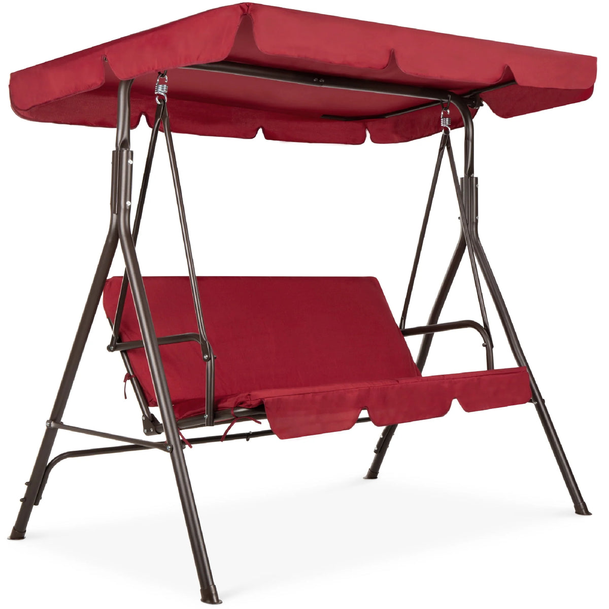 2-Person Convertible Canopy Swing Glider Lounge Chair with Removable Cushions Blue Q766375