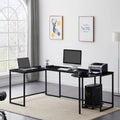Black U-shaped Computer Desk with CPU Stand E755