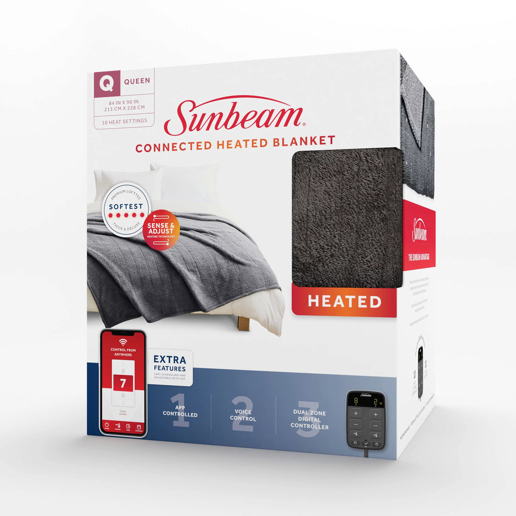 Queen Size Slate Gray Electric Heated Blanket L14106