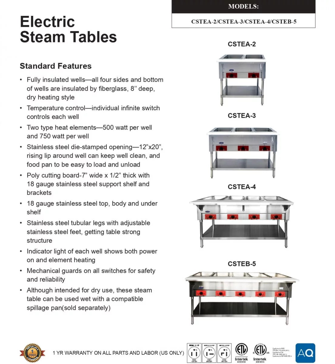 2 plate warmer and dry steam table S95806