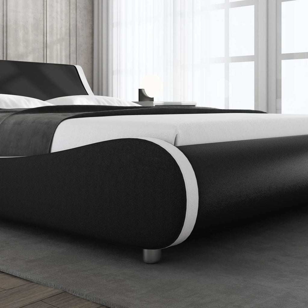 Queen Size Platform Bed Frame with Adjustable Headboard Q668955