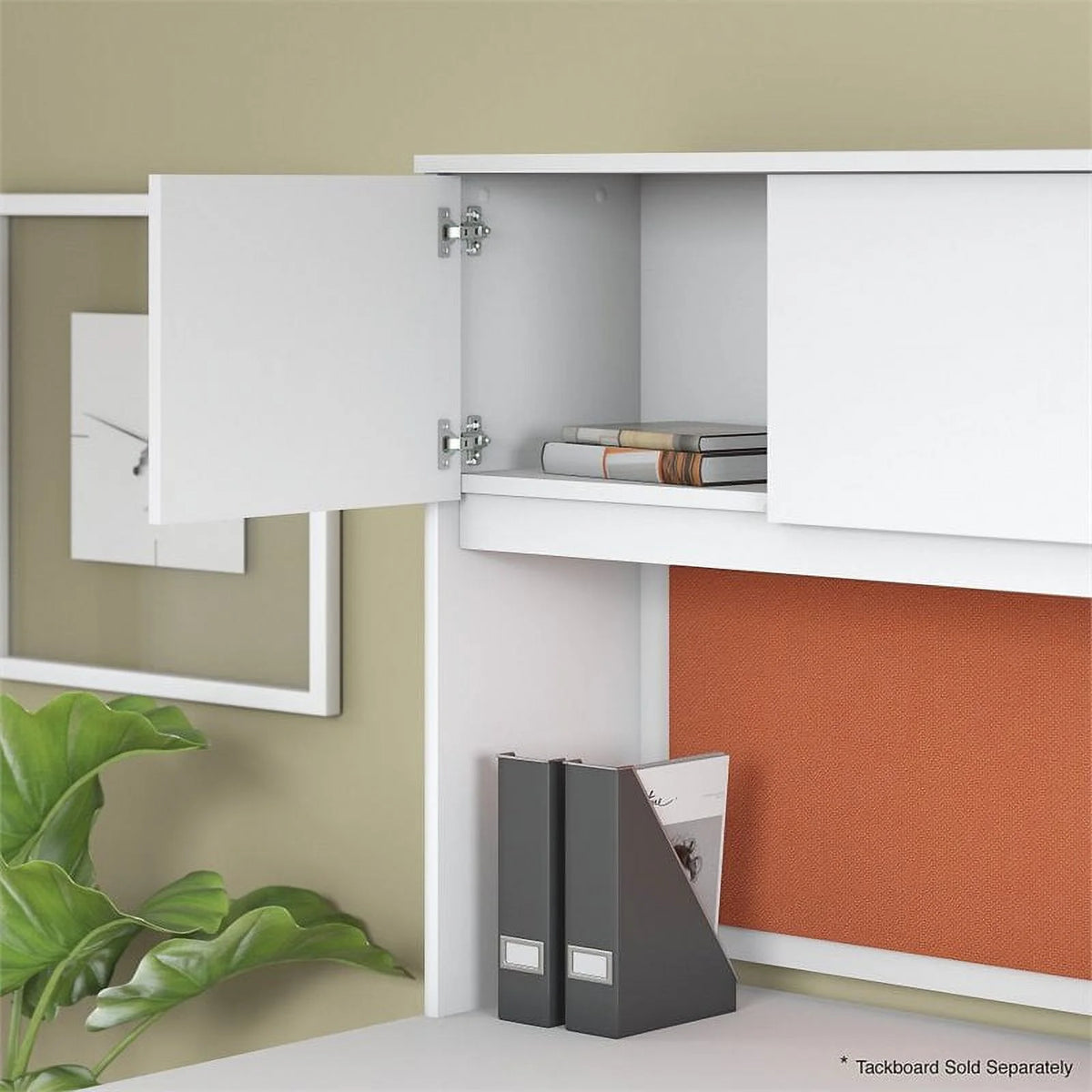 White 4 Door Engineered Wood Hutch D1488