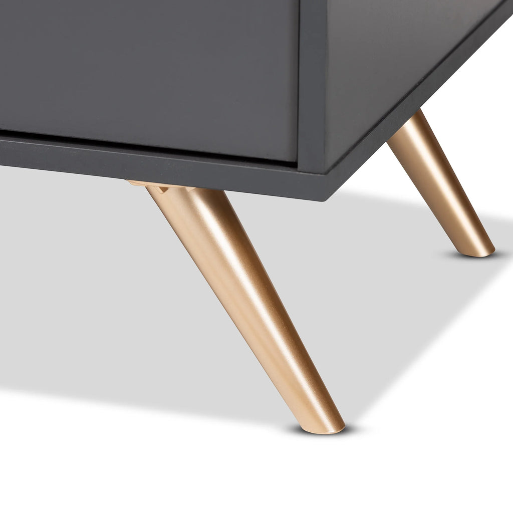 Dark Grey and Gold Finished Wood 2-Door Sideboard Buffet D804