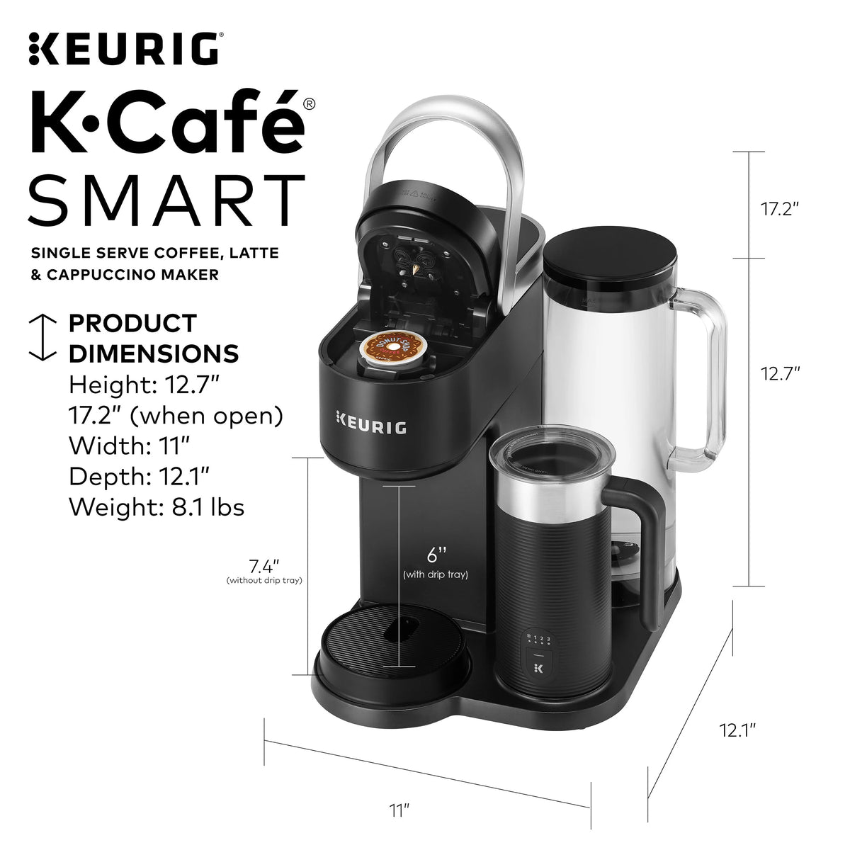 Single Serve Coffee, Latte and Cappuccino Maker, Black M873229