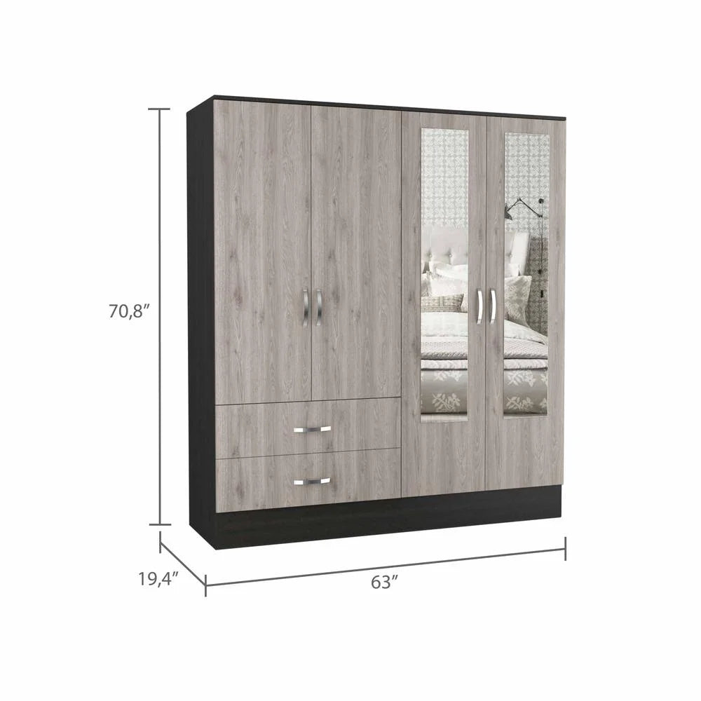 Black Wengue/Light Grey Engineered Wood Armoire T2349