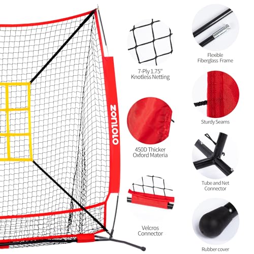 6x6ft Baseball & Softball Net with Batting Tee, Strike Zone S374