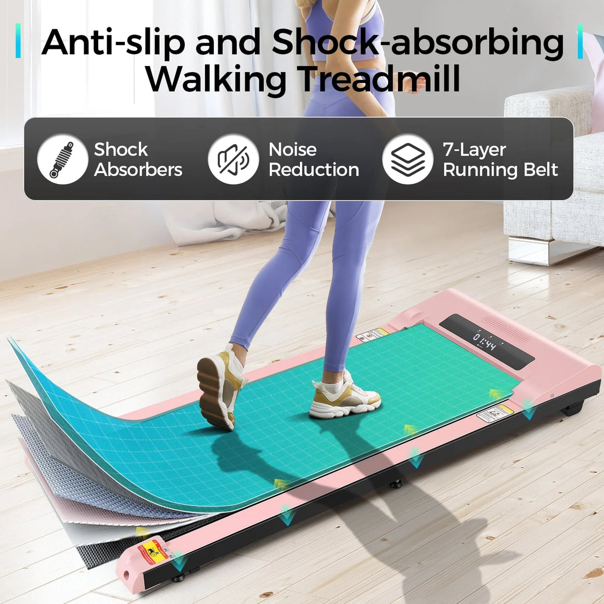 Walking Pad Treadmill 2.5HP Electric Jogging Running Machine with LED Display E666324