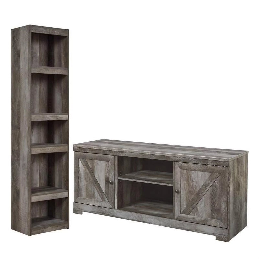 2-Piece Set with 63" TV Stand and Engineered Wood Pier in Gray Y63149