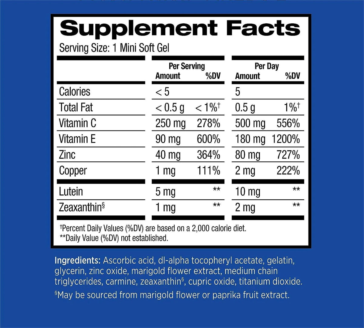 Lutein Zinc Eye Vitamin Supplement 210 Softgels T5467
