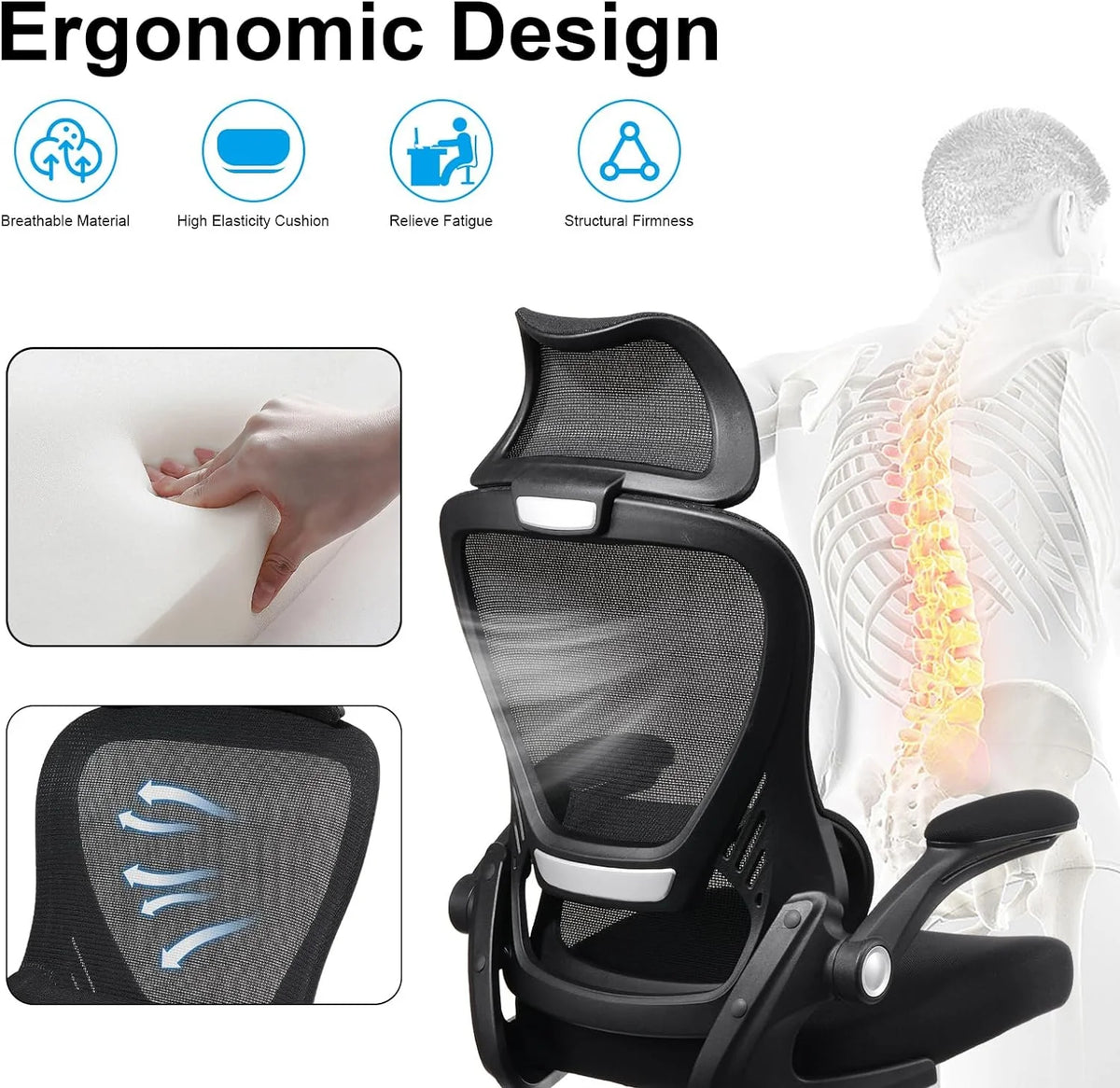 Black Mesh High Back Office Chair with Lumbar Support B87005