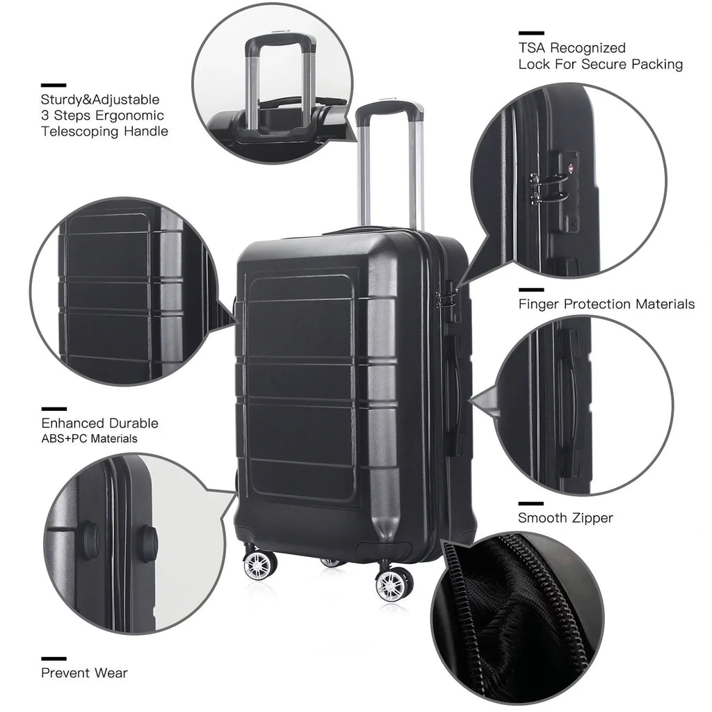 20" Hardside Carry-on Luggage with Spinner Wheels, Black X5850