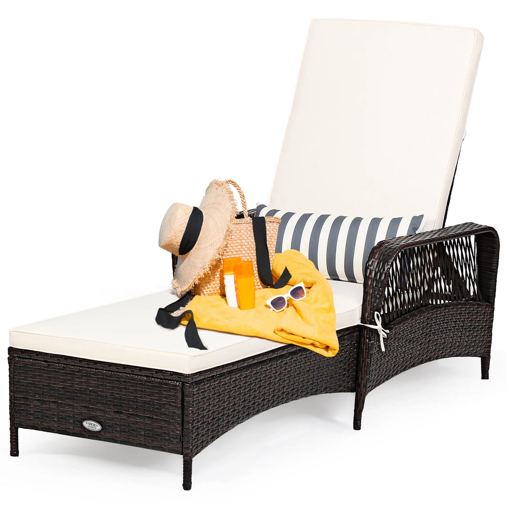 2PCS PE Rattan Chaise Lounge Chair J8126