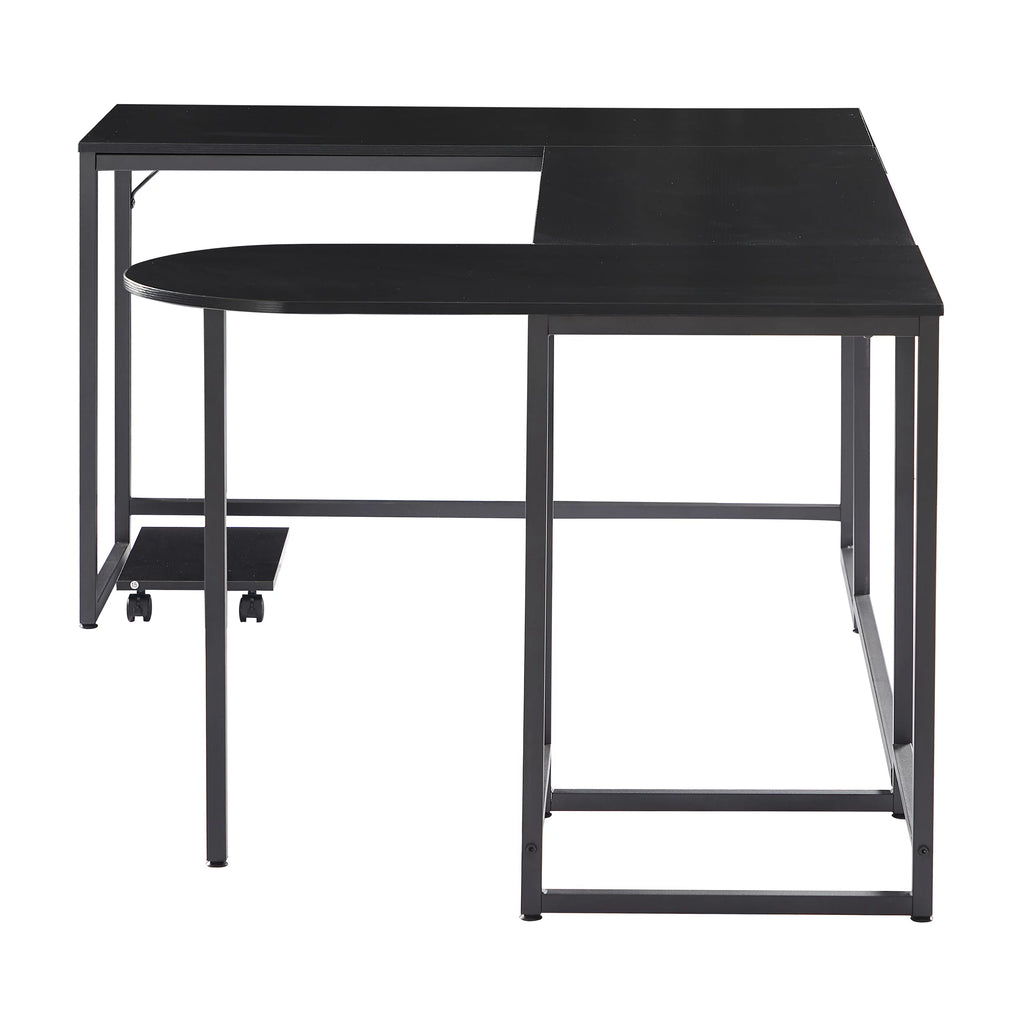 Black U-shaped Computer Desk with CPU Stand E755