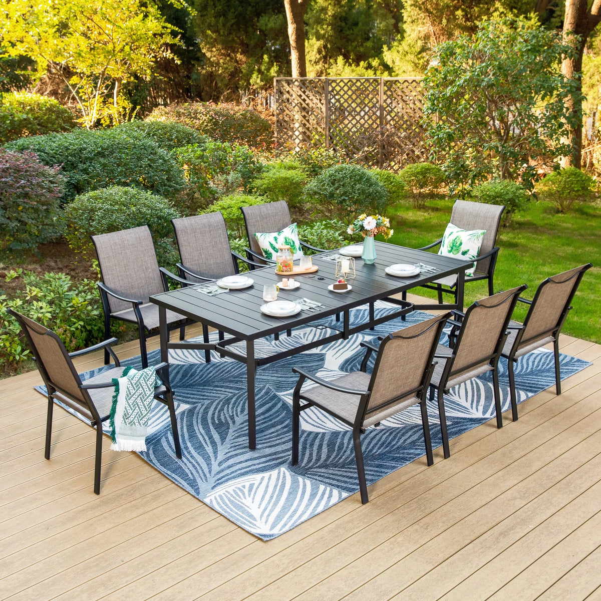 9-Piece Outdoor Dining Set with Sling Chairs & Table P194