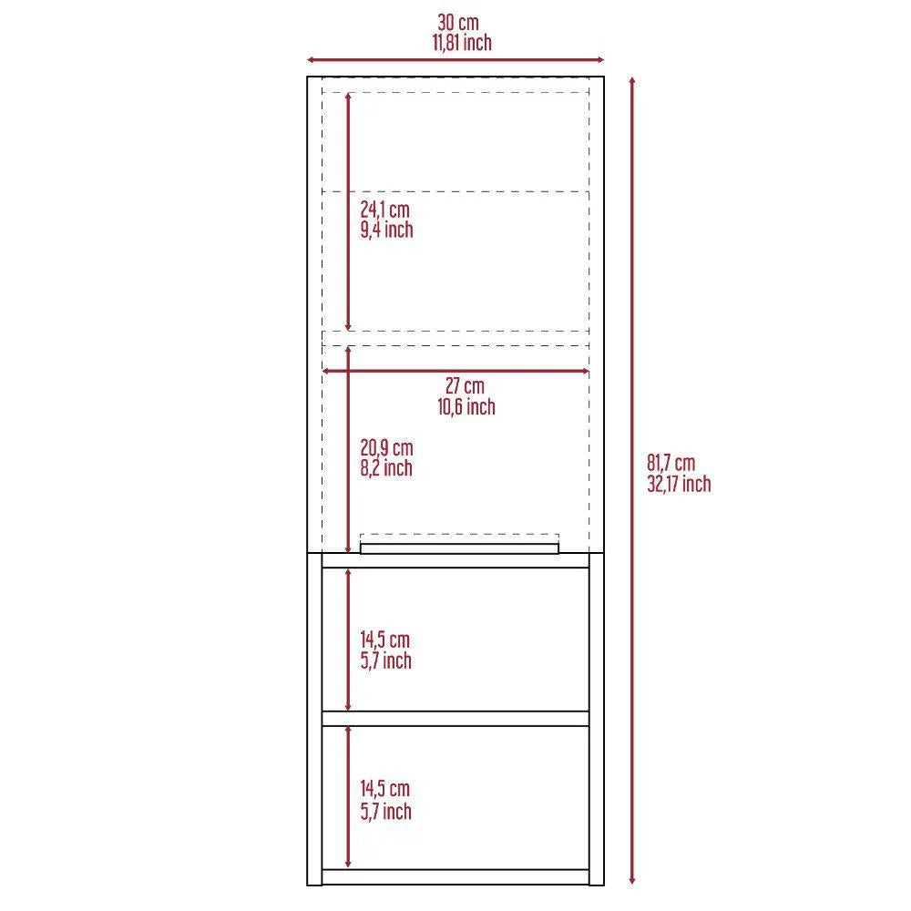 Light Gray Single Door Bathroom Cabinet with Two Open Shelves P156