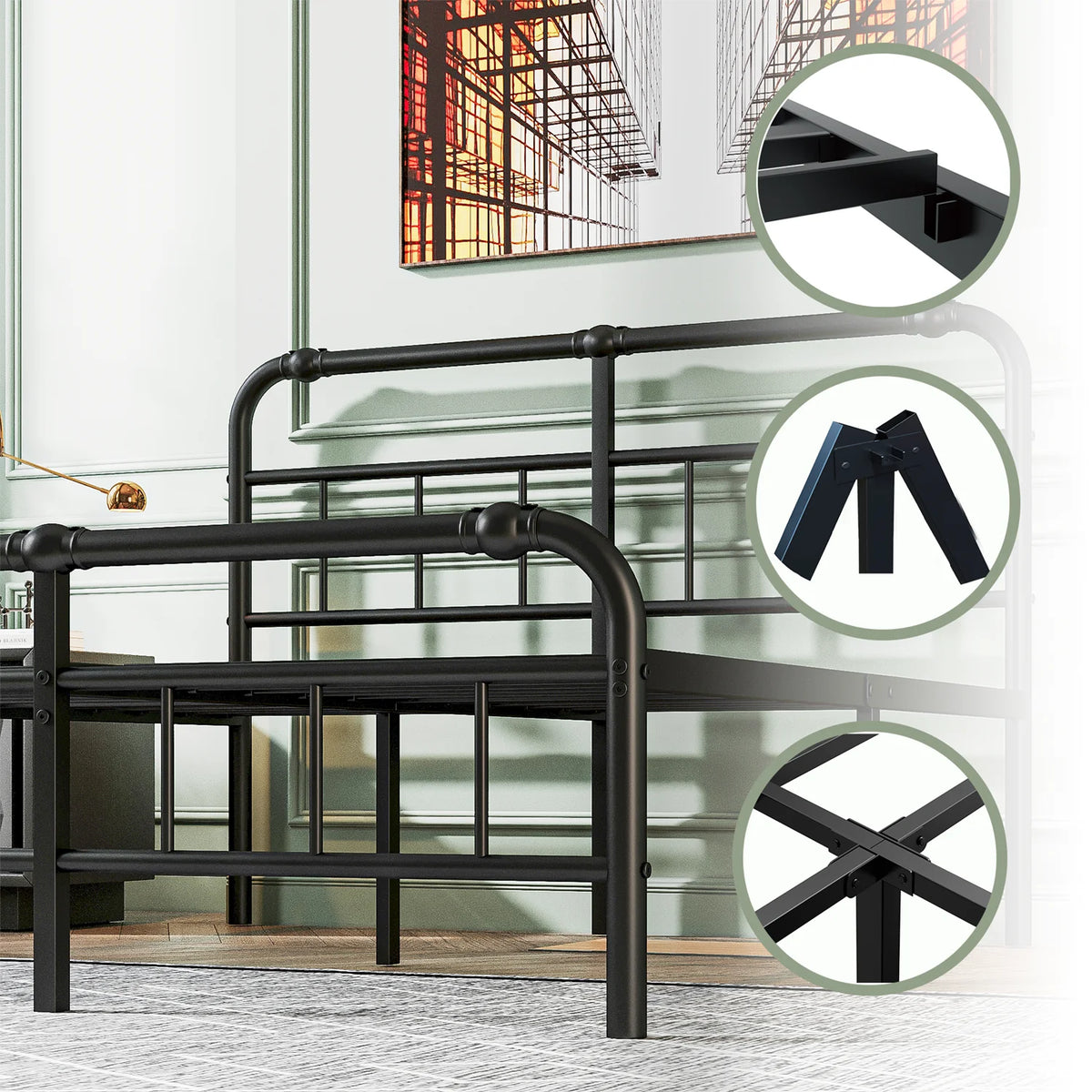 King Bed Frame with Headboard and Footboard G2799